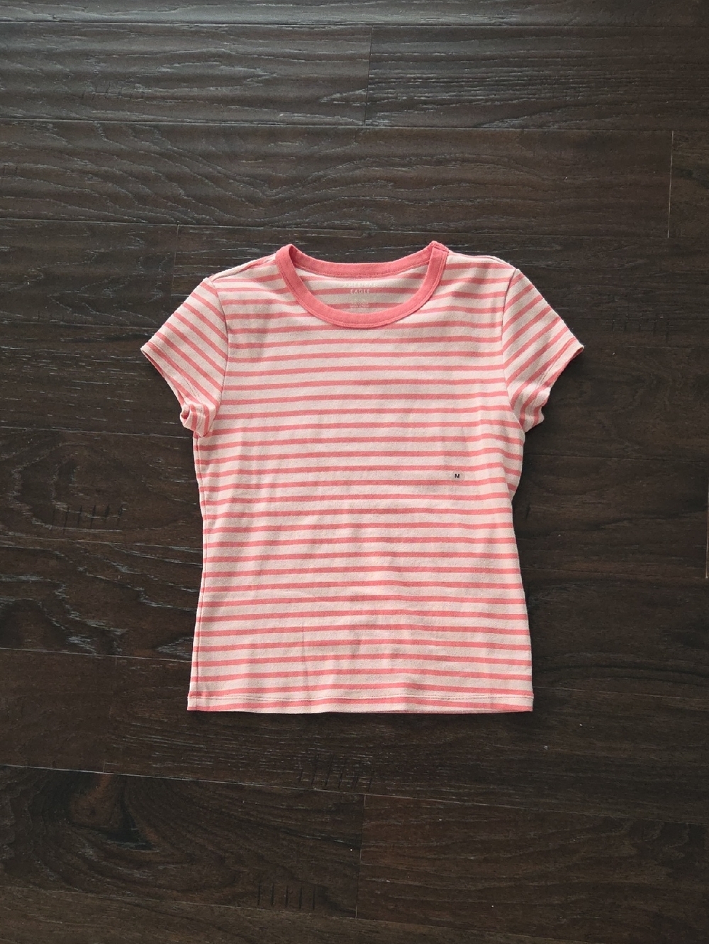 Womens' Coral Striped Short Sleeve Tee